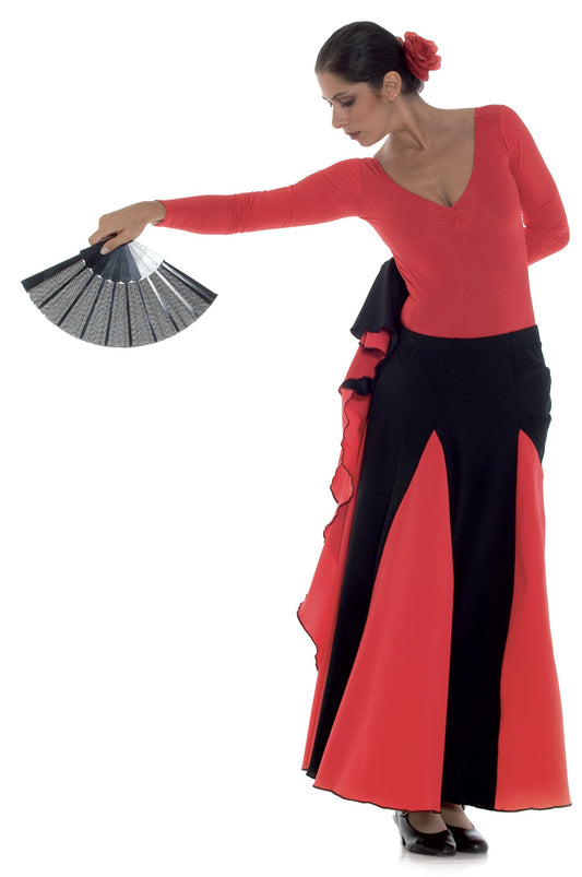 Jupe Longue De Danse De Salon Pour Femmes - Jupe Espagnole Flamenco Valse Swing Midi, Robe Grande Taille Rouge
